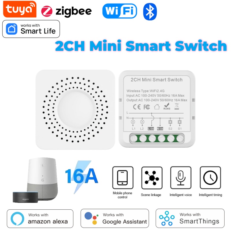 Smart Home Voice Control - Tuya Mini Smart Switch WiFi 1-2-3-4Gang
