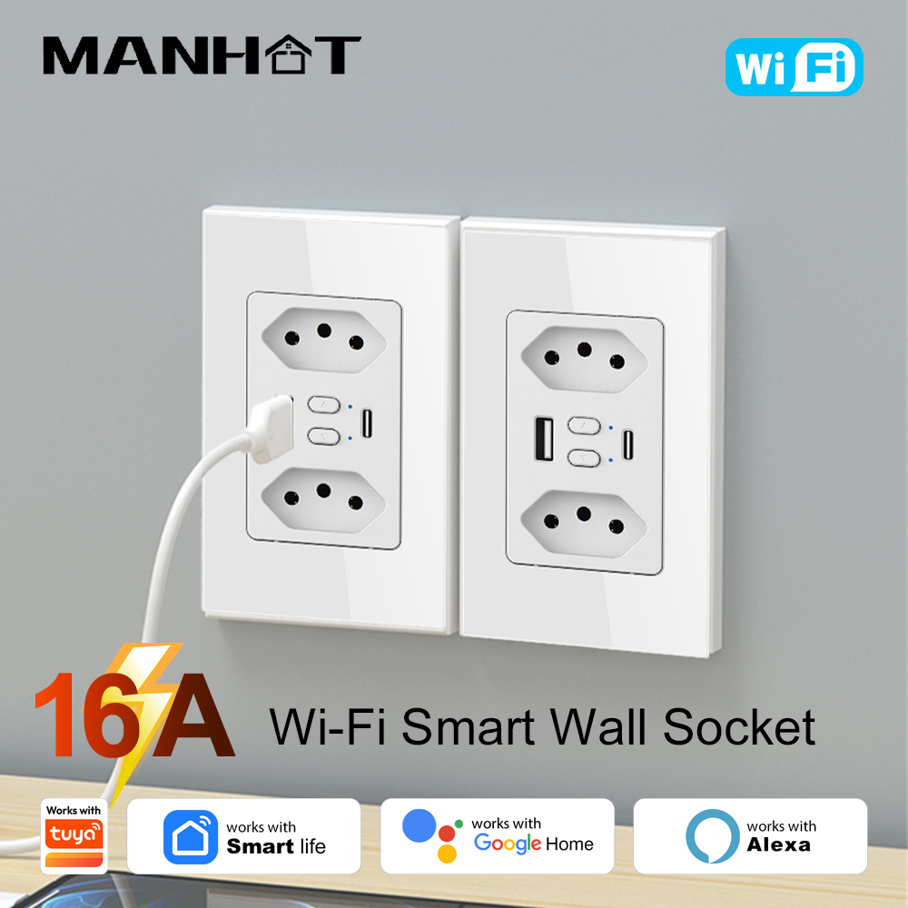 Smart Home Sistem - MANHOT Wifi Smart Brazil Socket Switch
