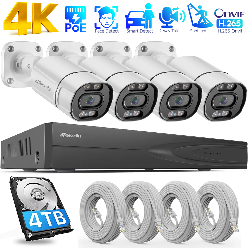 Smart Home Security System - 4K PoE Security Camera System 4CH