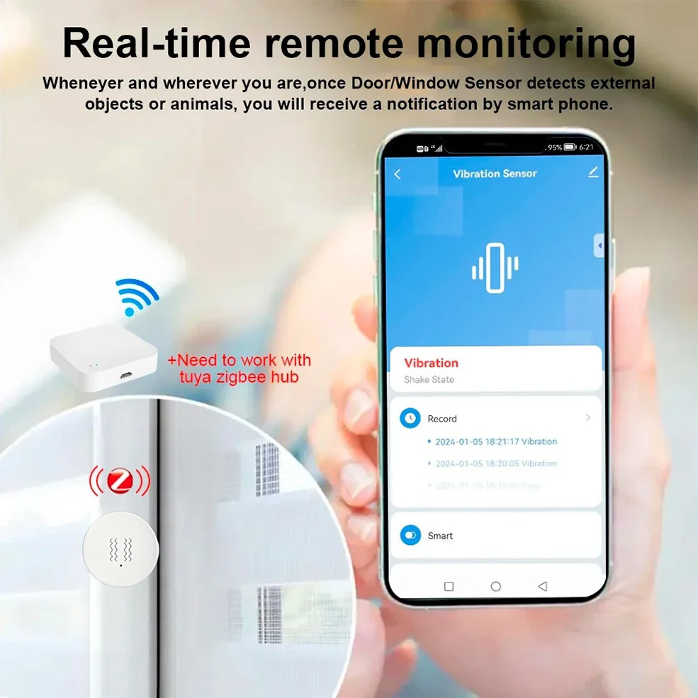 Tuya Zigbee Smart Vibration Se - đánh giá và giá Smart Home Notifications